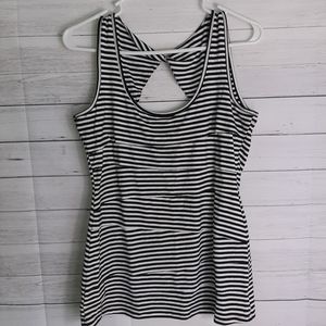 Cache Striped Twist Back Layered Tank Top